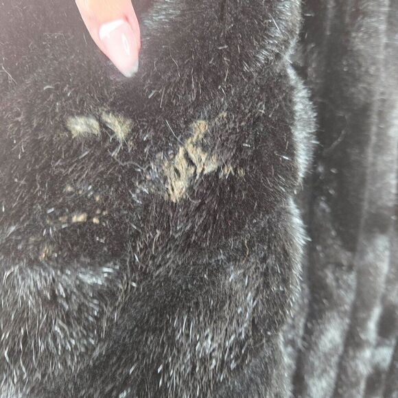 Vintage 50s 60s Luxurious Black XL Faux Fur Coat Mob Wife NEW With Flaws - Picture 7 of 12